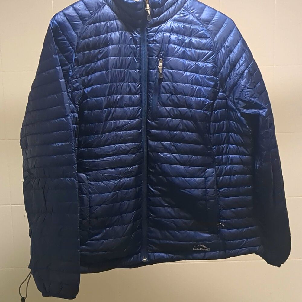 L.L. Bean Womens 850 Fill Down Puffer Jacket Navy Blue Full Zip Size XL